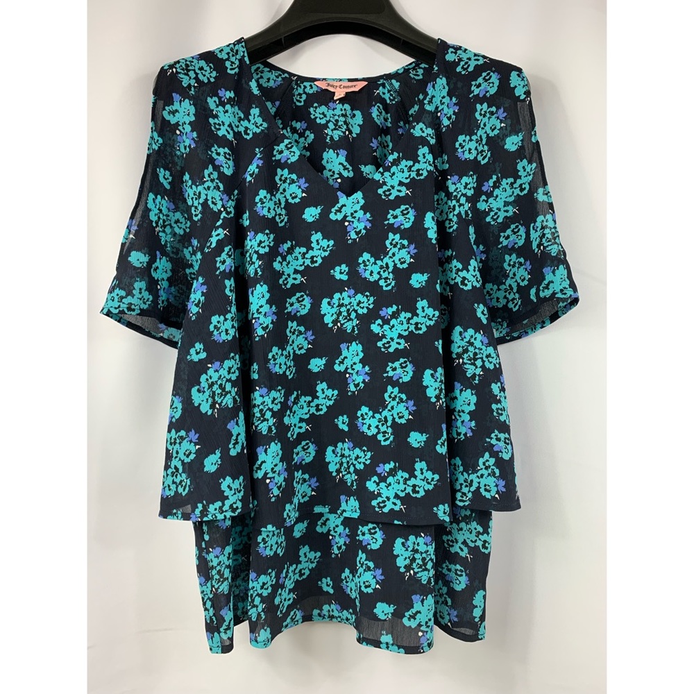 NEW JUICY COUTURE Floral Layer ColdShoulder Blouse